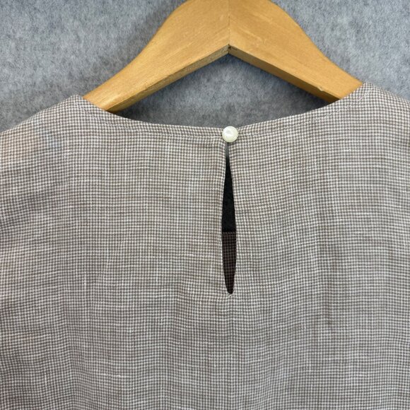 J.McLaughlin Theodora Top Tan Gingham Sleeveless Asymmetric Hem Size Large NWT - Picture 8 of 13